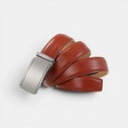 Men's Formal Leather Belt Silver Automatic Buckle | Cronvex | Beltary