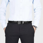Men's Formal Smooth Leather Belt Black Automatic Buckle | Kelvox | Beltary