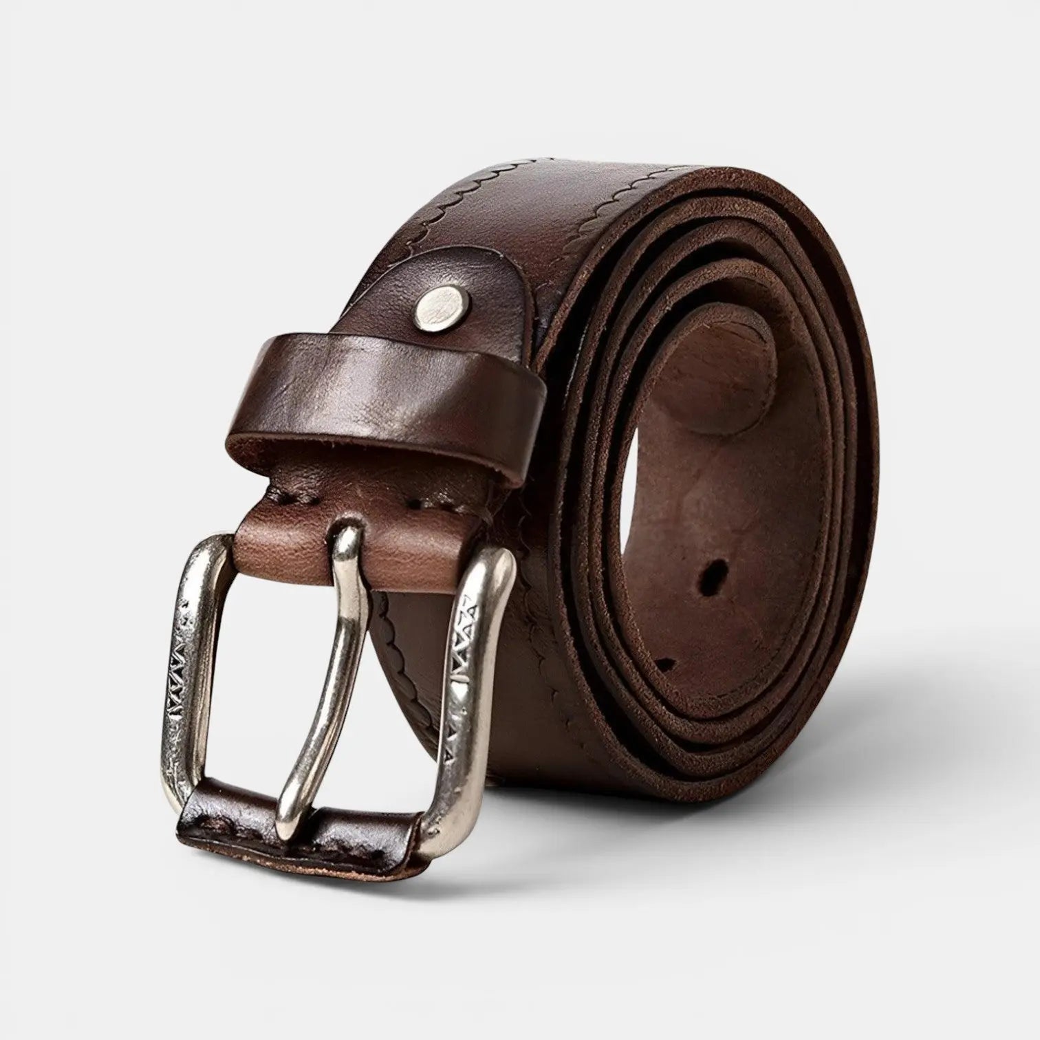 Men's Full Grain Aged Leather Belt Brass Buckle | Lairvex | Beltary