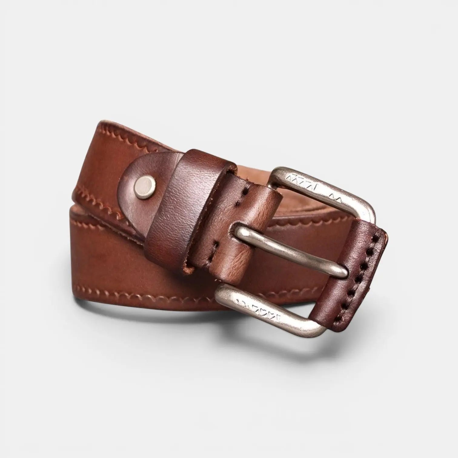 Men's Full Grain Aged Leather Belt Brass Buckle | Lairvex | Beltary