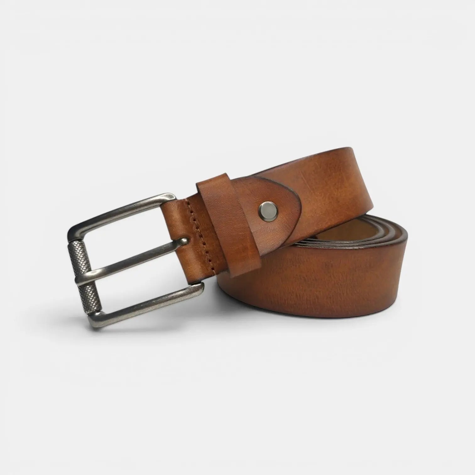 Men's Full Grain Aged Leather Belt Pin Buckle | Narvec | Beltary