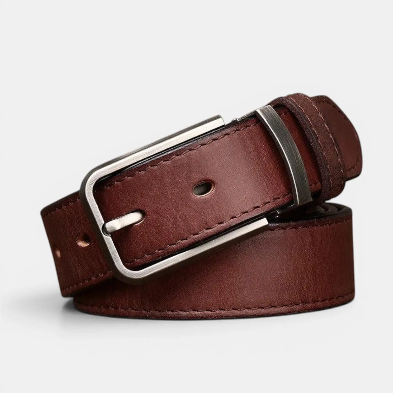 Men's Full Grain Aged Leather Belt Pin Buckle | Polvex | Beltary