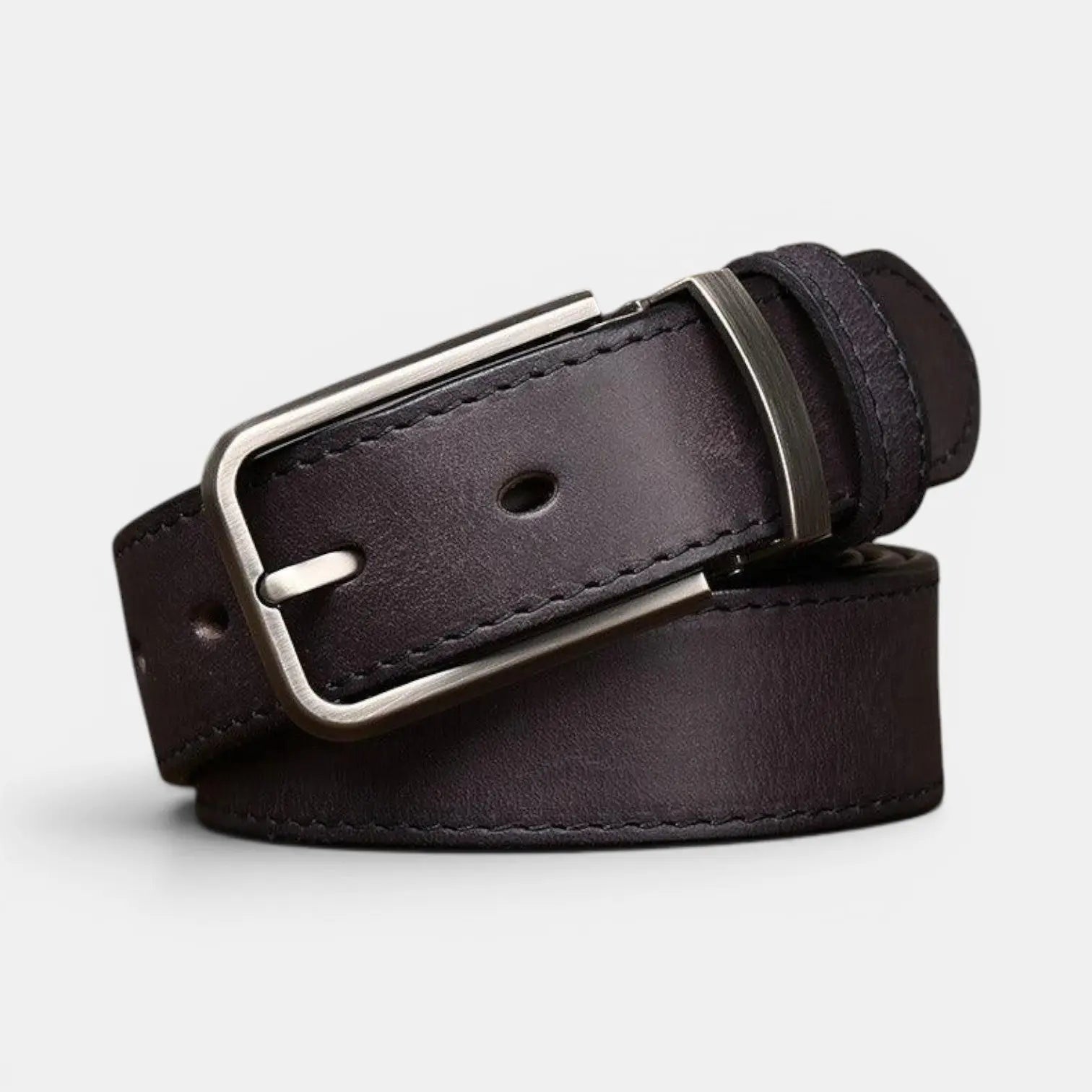 Men's Full Grain Aged Leather Belt Pin Buckle | Polvex | Beltary