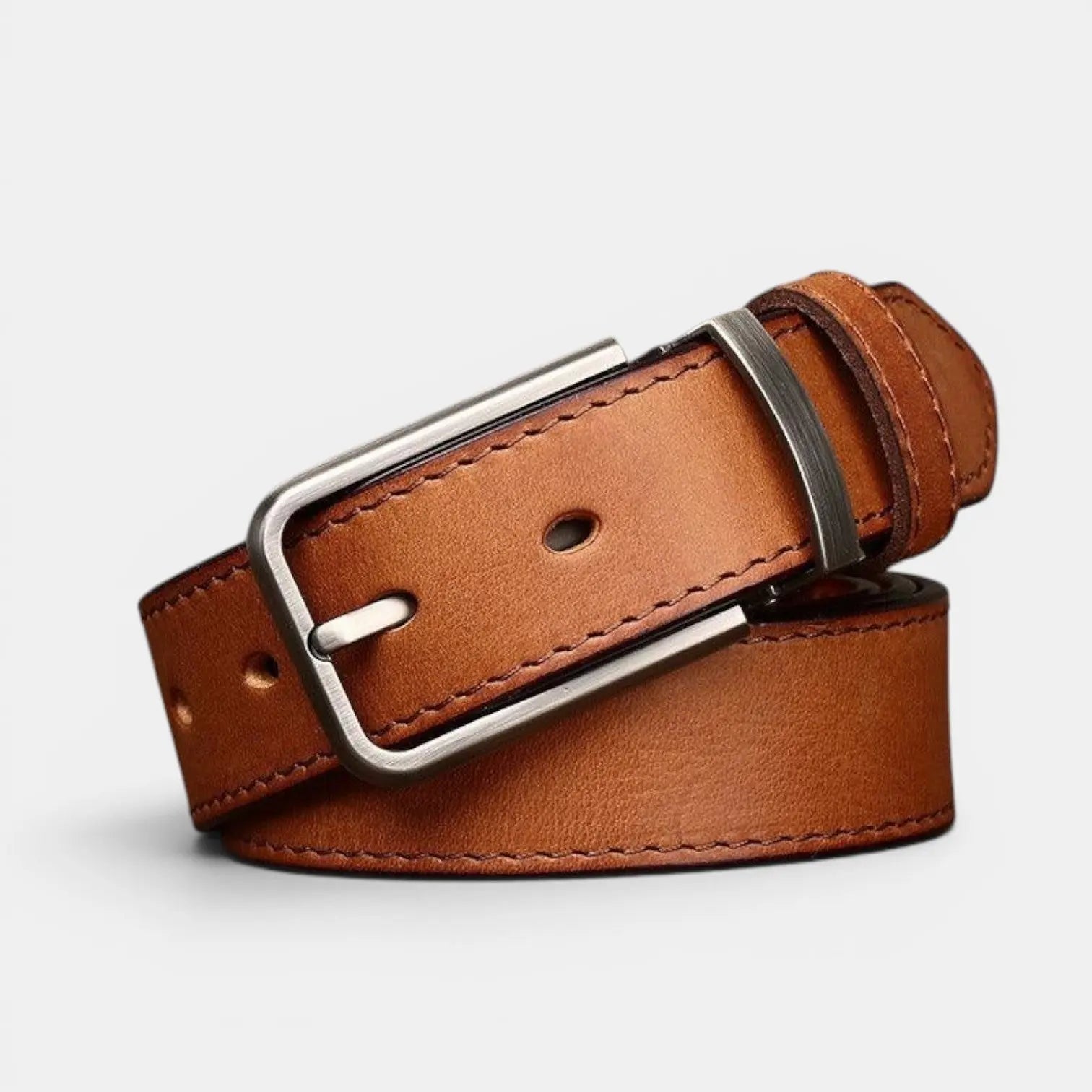 Men's Full Grain Aged Leather Belt Pin Buckle | Polvex | Beltary