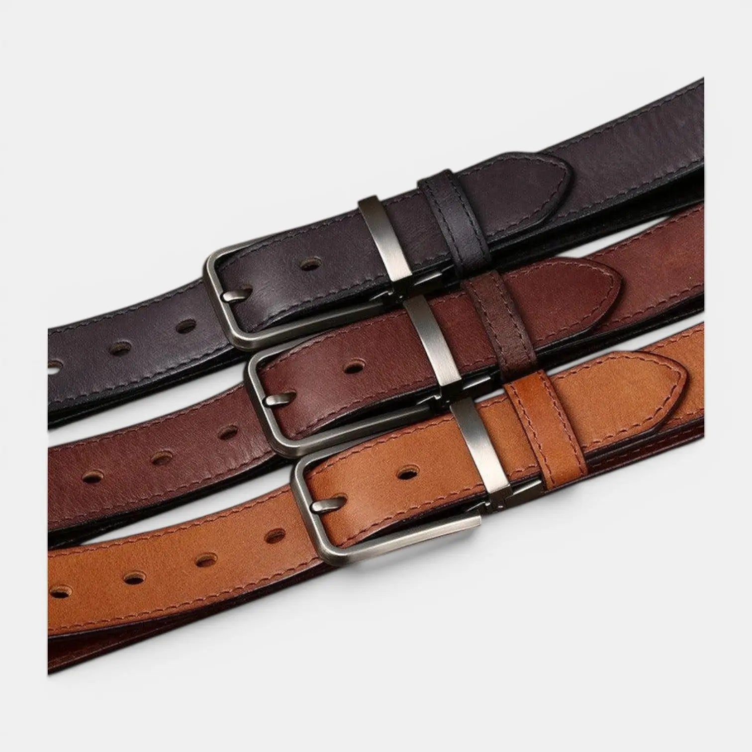 Men's Full Grain Aged Leather Belt Pin Buckle | Polvex | Beltary