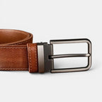 Men's Full Grain Aged Leather Belt Pin Buckle | Polvex | Beltary