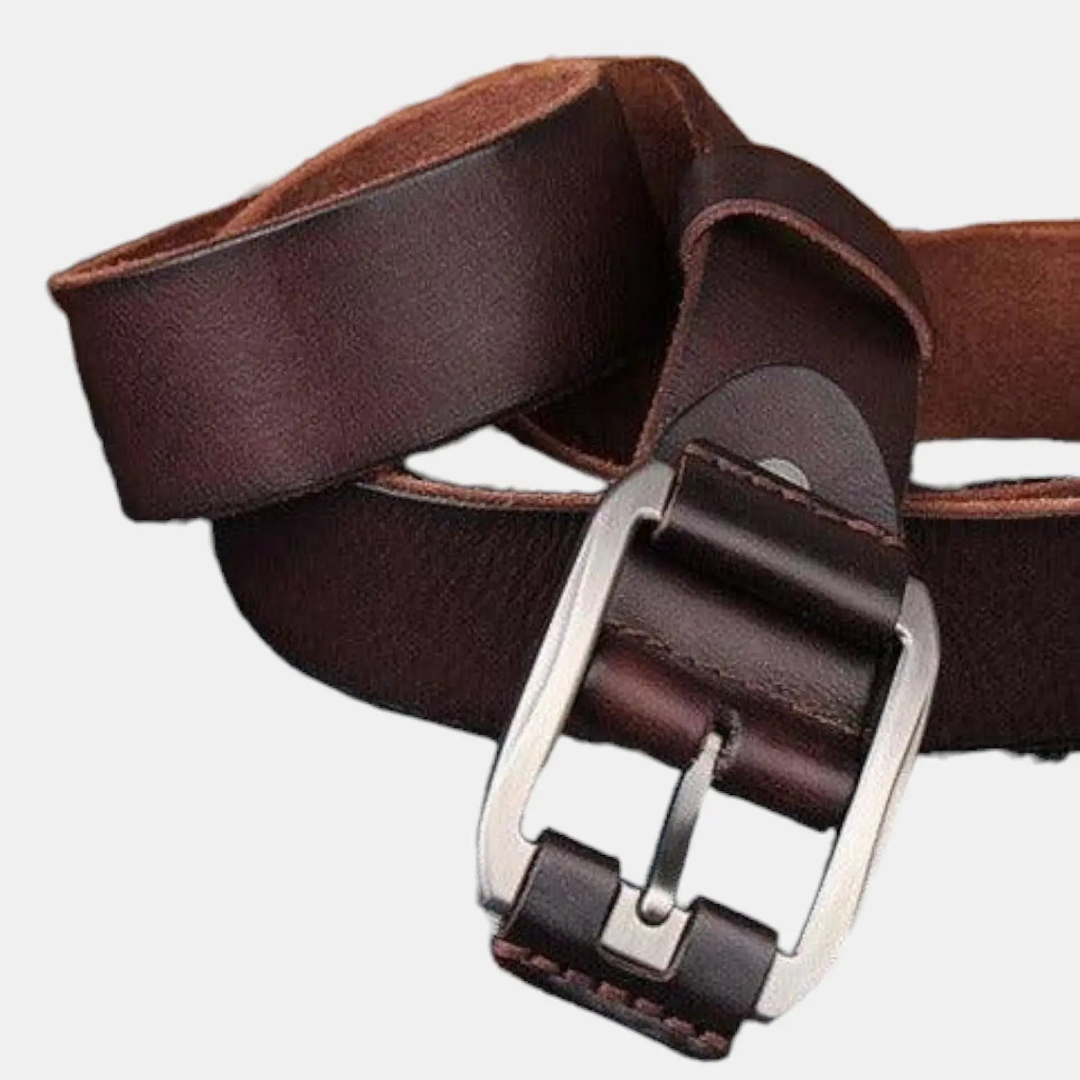 Men's Full Grain Aged Leather Belt Pin Buckle | Vecaur | Beltary