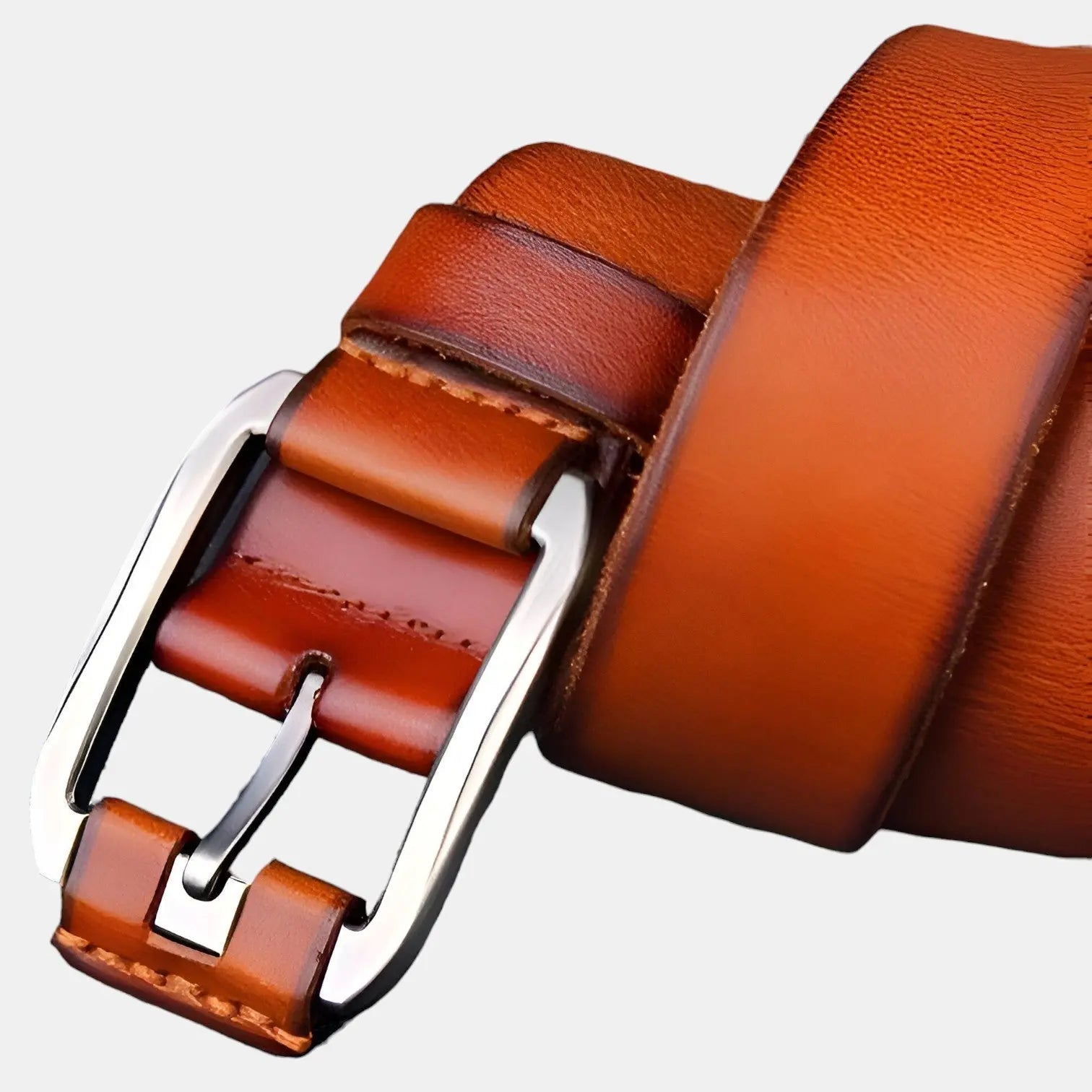 Men's Full Grain Aged Leather Belt Pin Buckle | Vecaur | Beltary