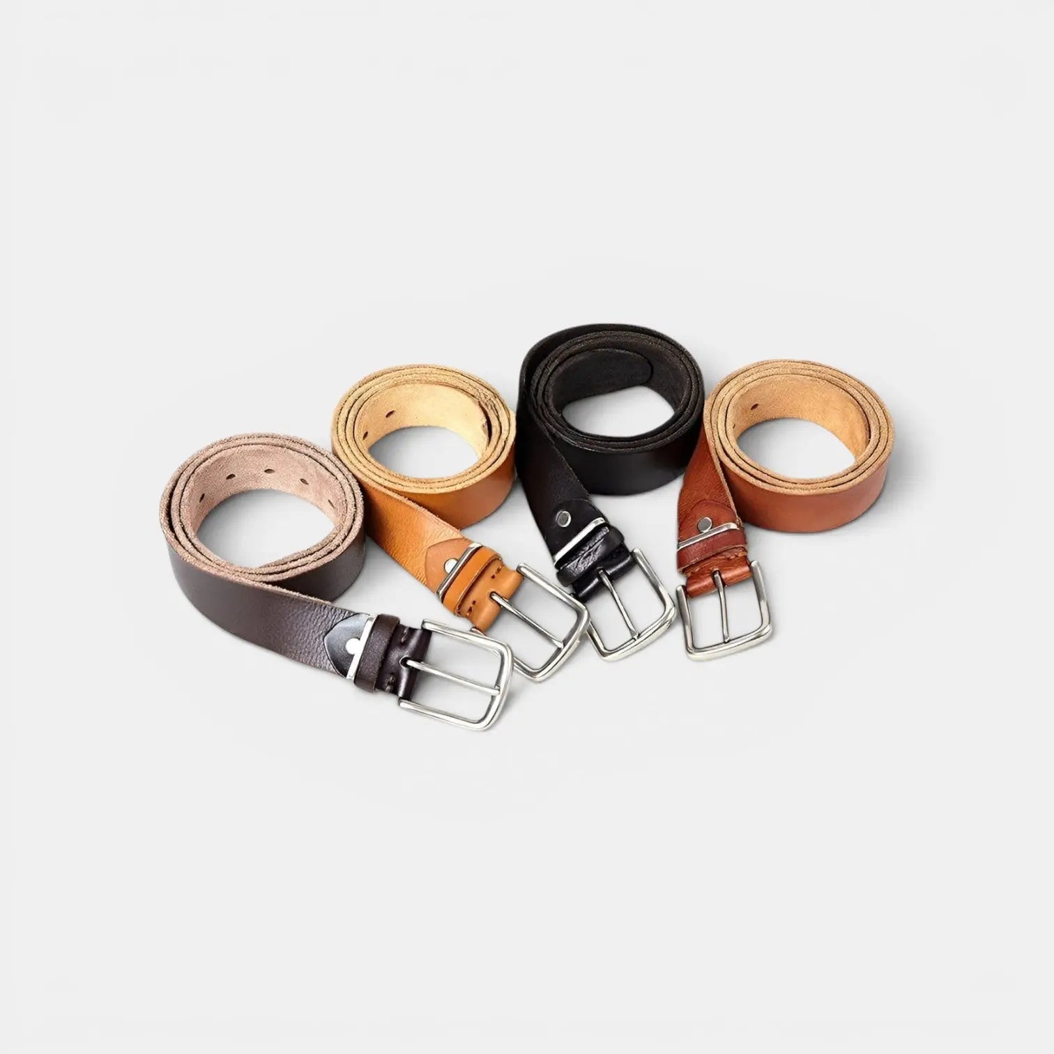 Men's Full Grain Aged Leather Belt Pin Buckle | Vernox | Beltary