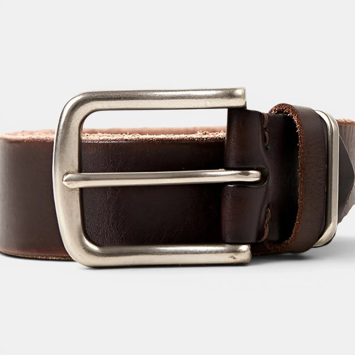 Men's Full Grain Aged Leather Belt Pin Buckle | Vernox | Beltary
