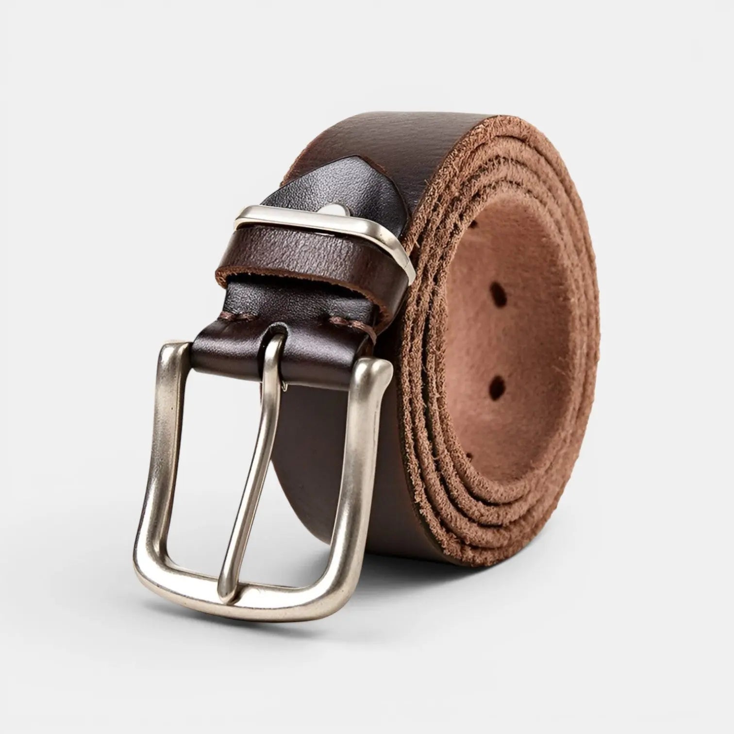 Men's Full Grain Aged Leather Belt Pin Buckle | Vernox | Beltary