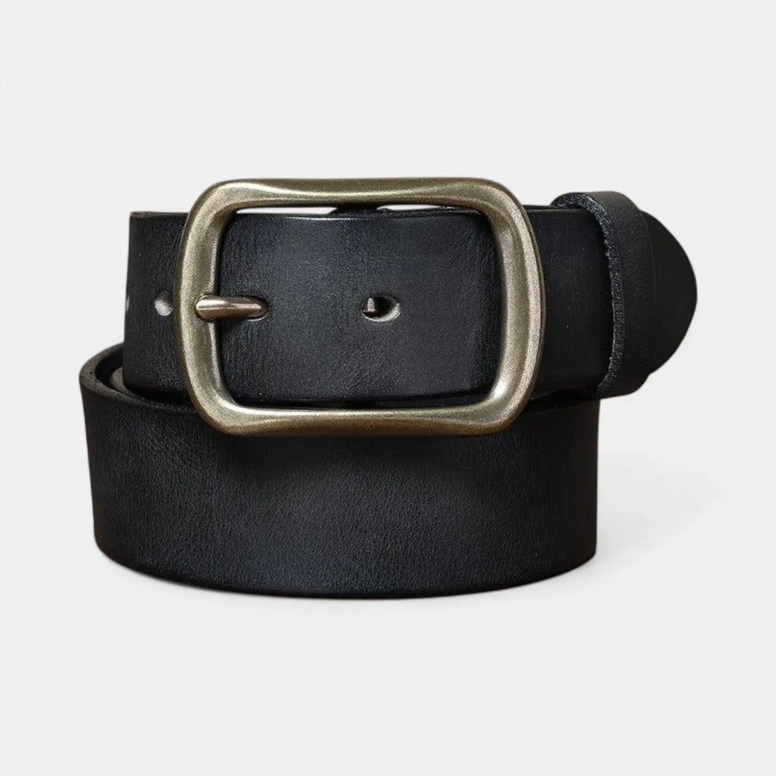 Men's Full Grain Leather Belt Casual Vintage Brass Buckle | Halvex | Beltary