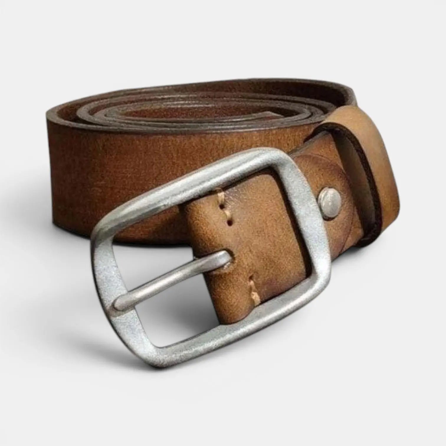 Men's Full Grain Smooth Leather Belt Brass Buckle | Thanox | Beltary