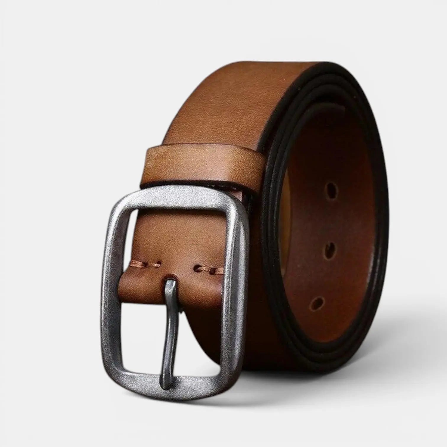 Men's Full Grain Smooth Leather Belt Brass Buckle | Thanox | Beltary