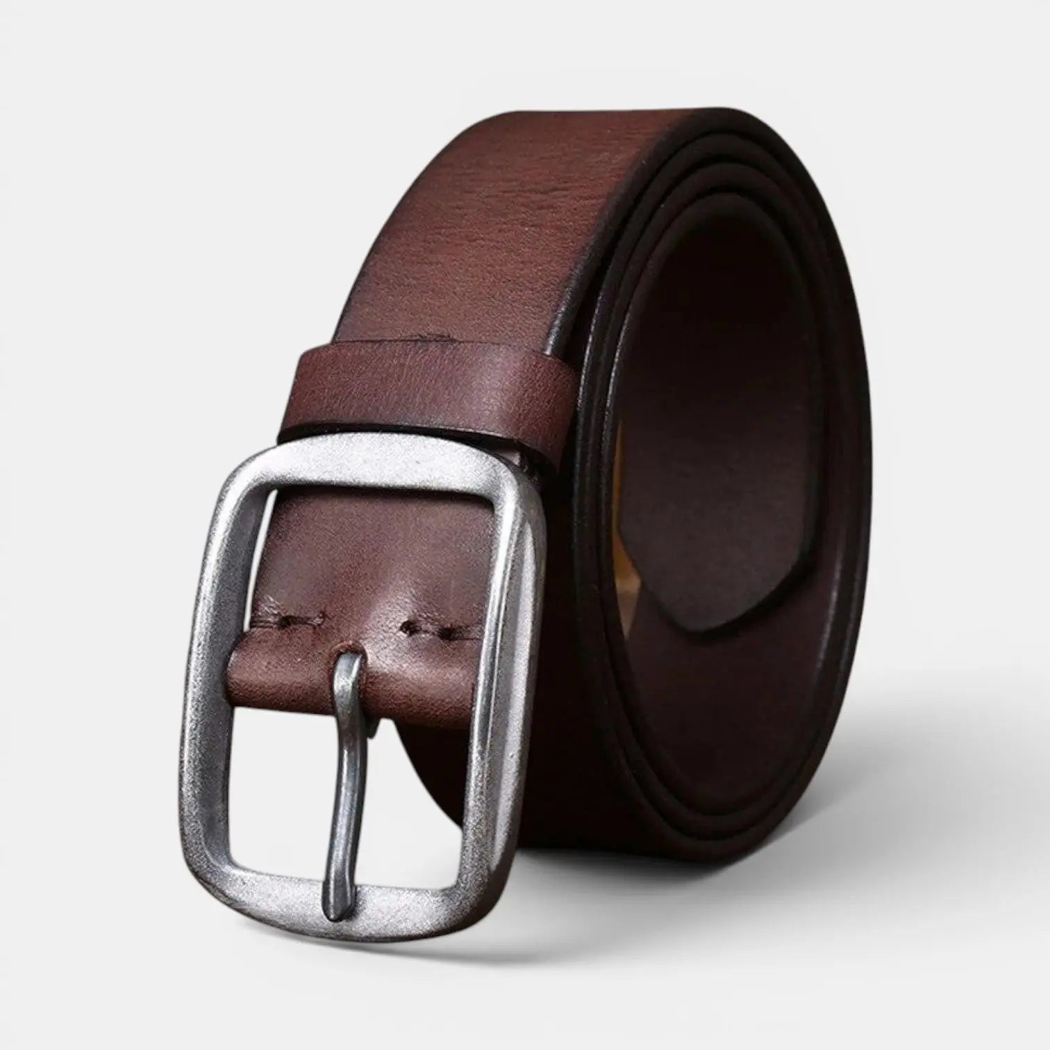 Men's Full Grain Smooth Leather Belt Brass Buckle | Thanox | Beltary