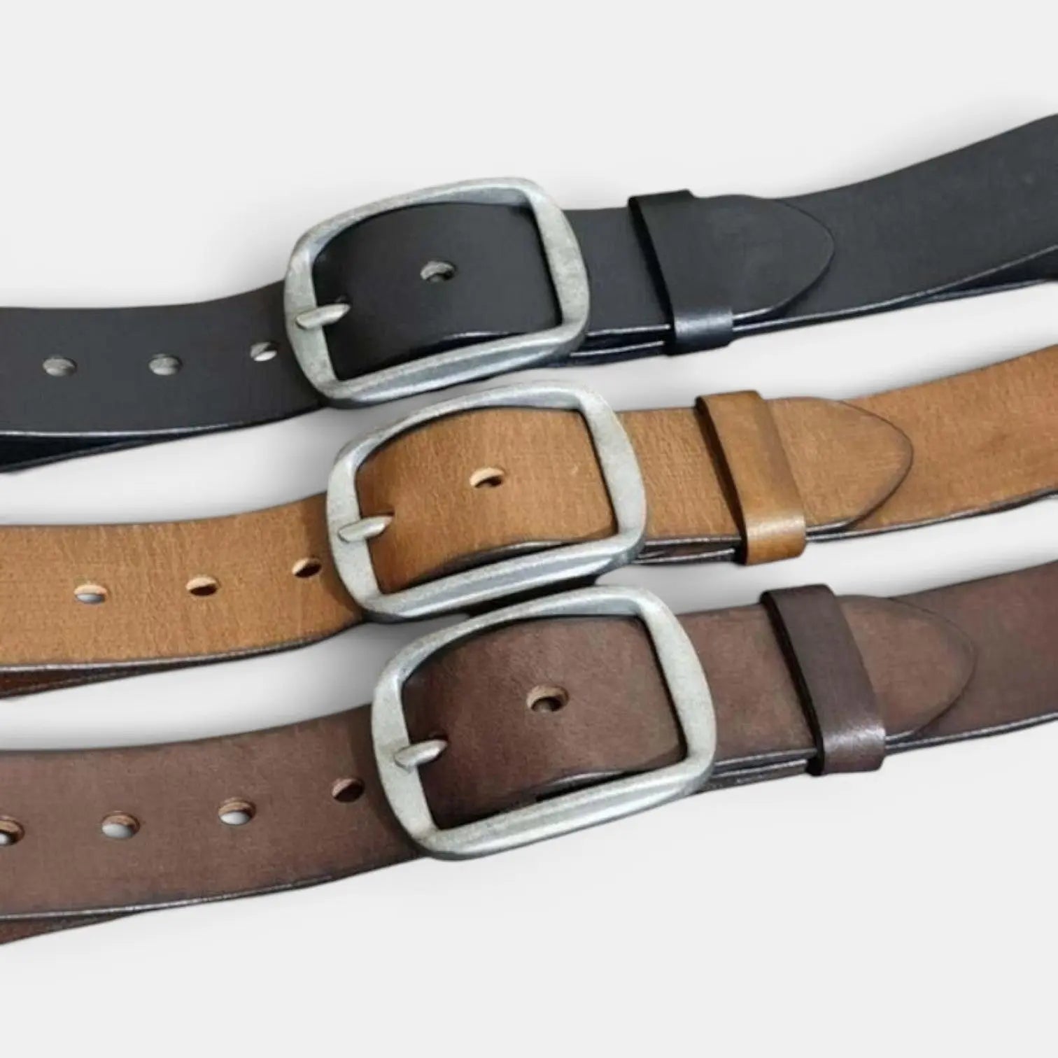 Men's Full Grain Smooth Leather Belt Brass Buckle | Thanox | Beltary