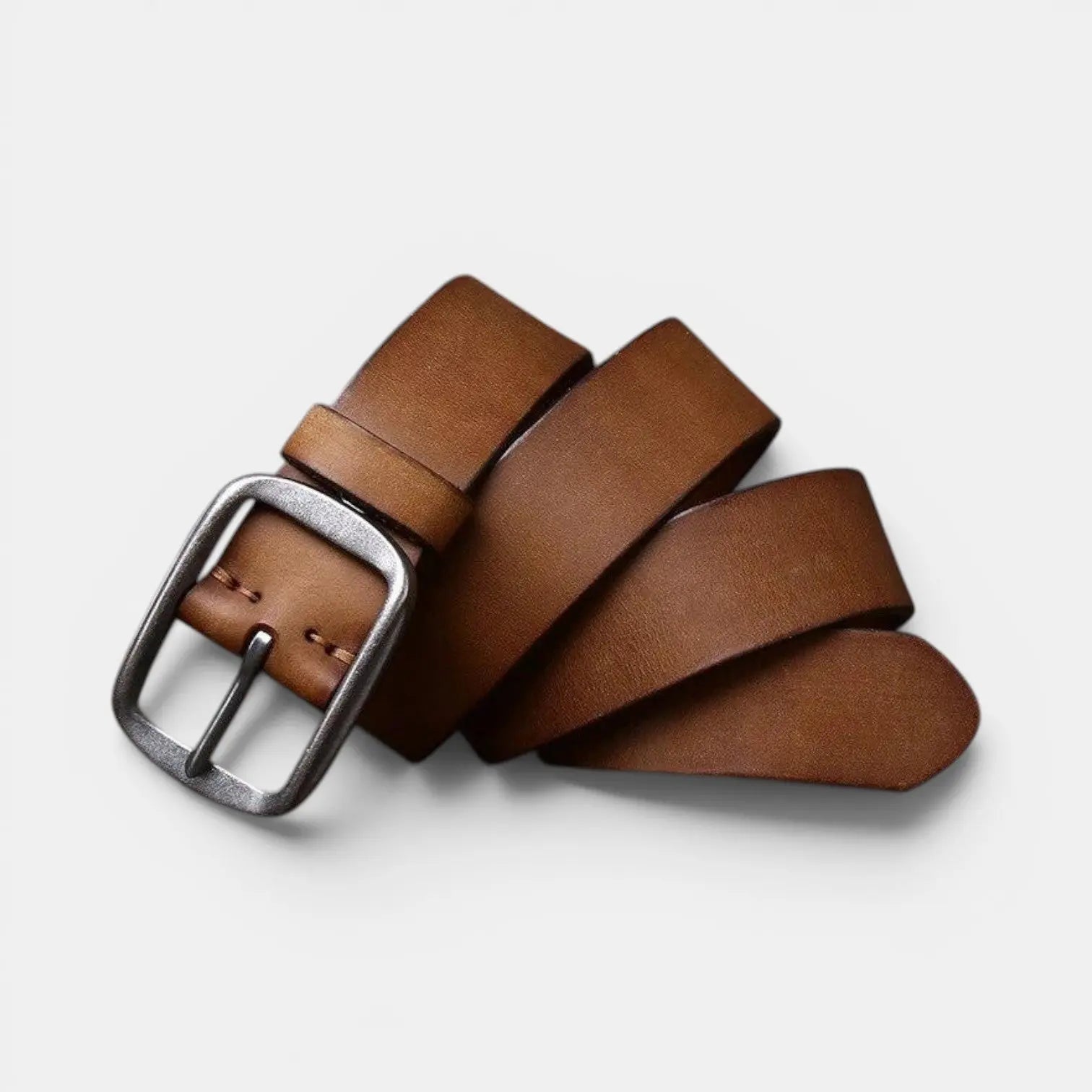 Men's Full Grain Smooth Leather Belt Brass Buckle | Thanox | Beltary