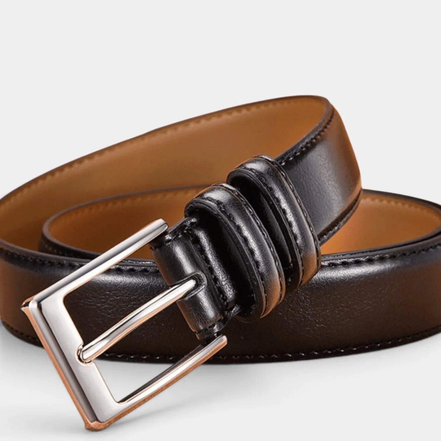 Men's Leather Belt Formal Suit Silver Buckle | Bluvex | Beltary