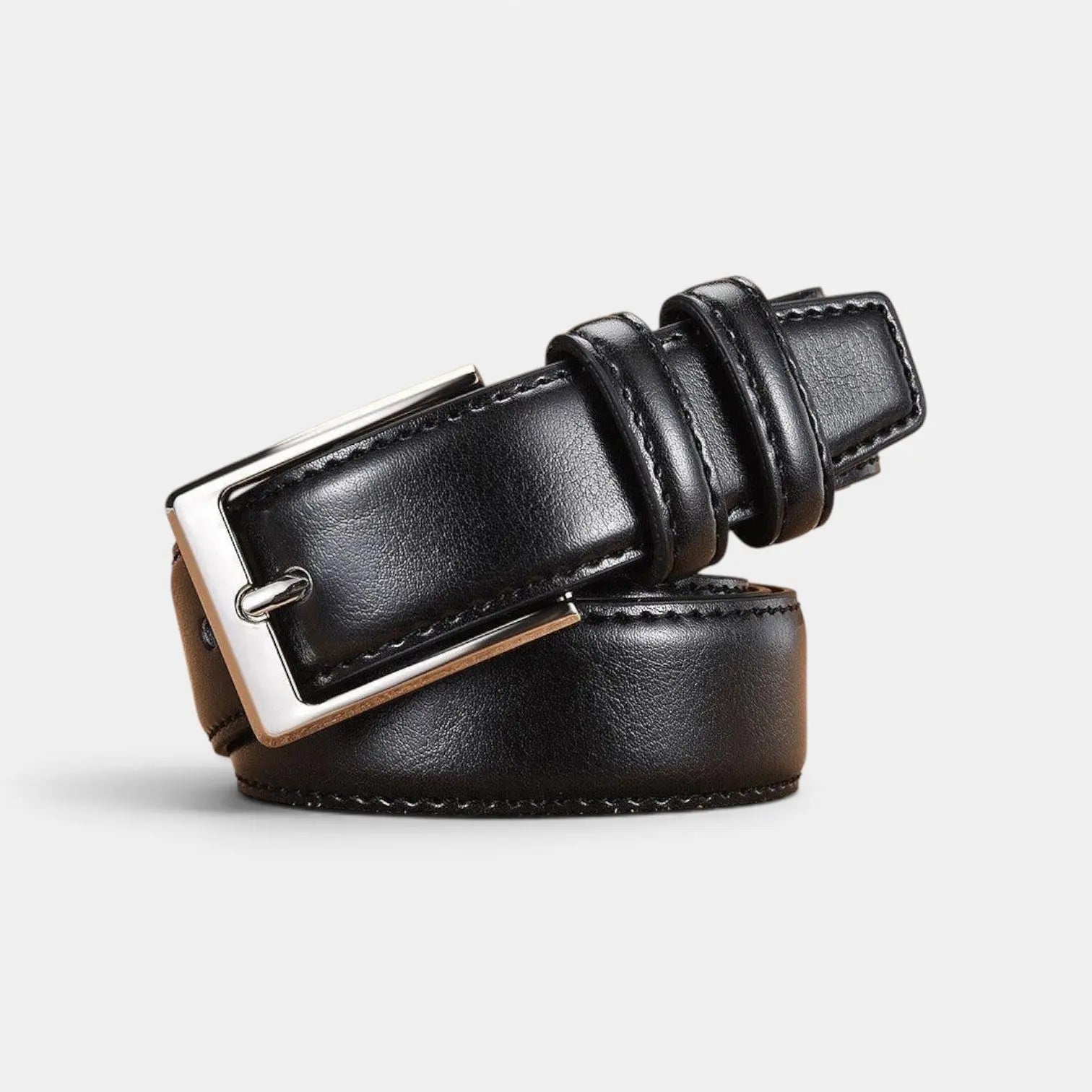 Men's Leather Belt Formal Suit Silver Buckle | Bluvex | Beltary