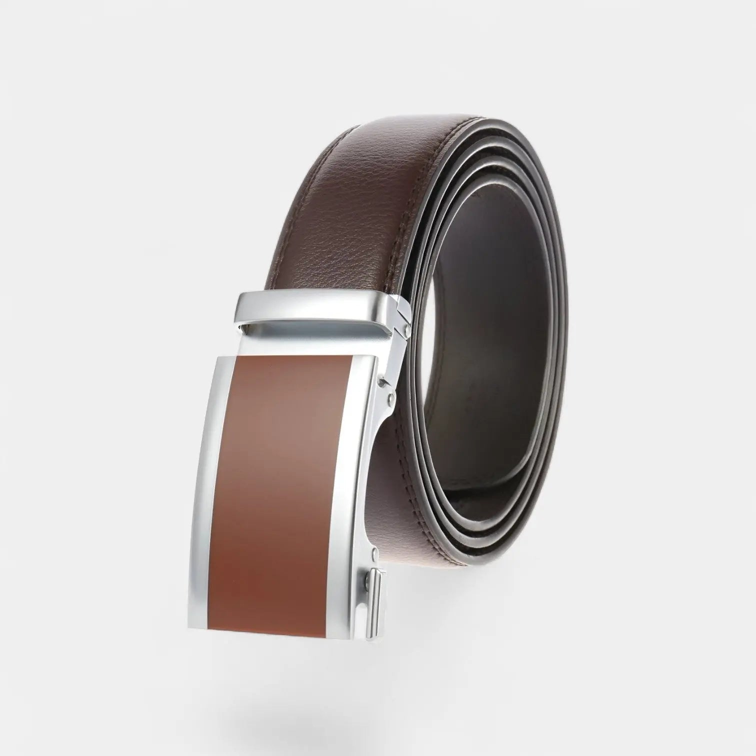 Men's Leather Belt Suit Silver Automatic Buckle | Veltax | Beltary