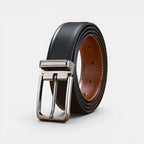 Men's Leather Belt Suit Silver Buckle Elegant | Elvox | Beltary