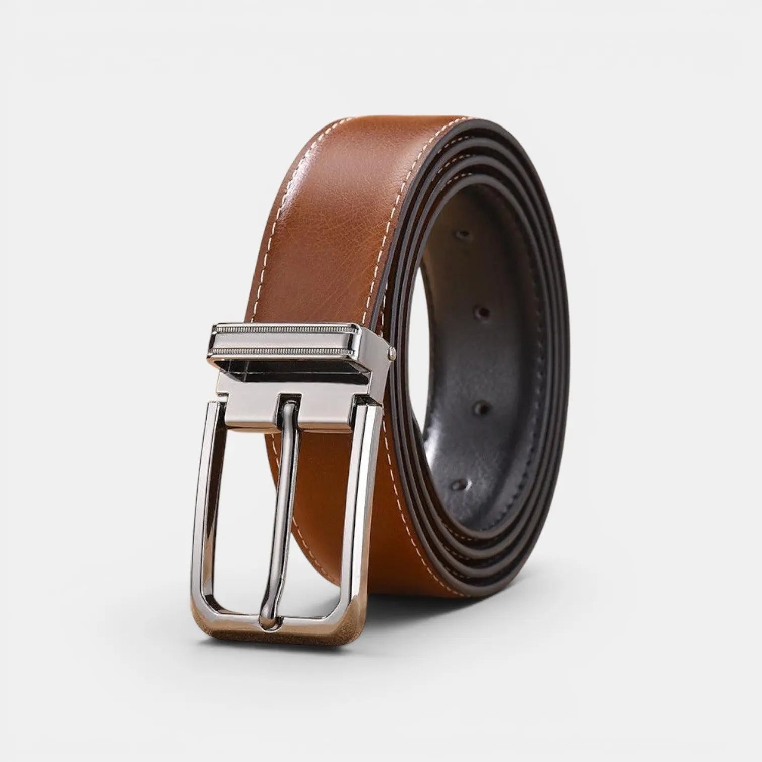 Men's Leather Belt Suit Silver Buckle Elegant | Elvox | Beltary
