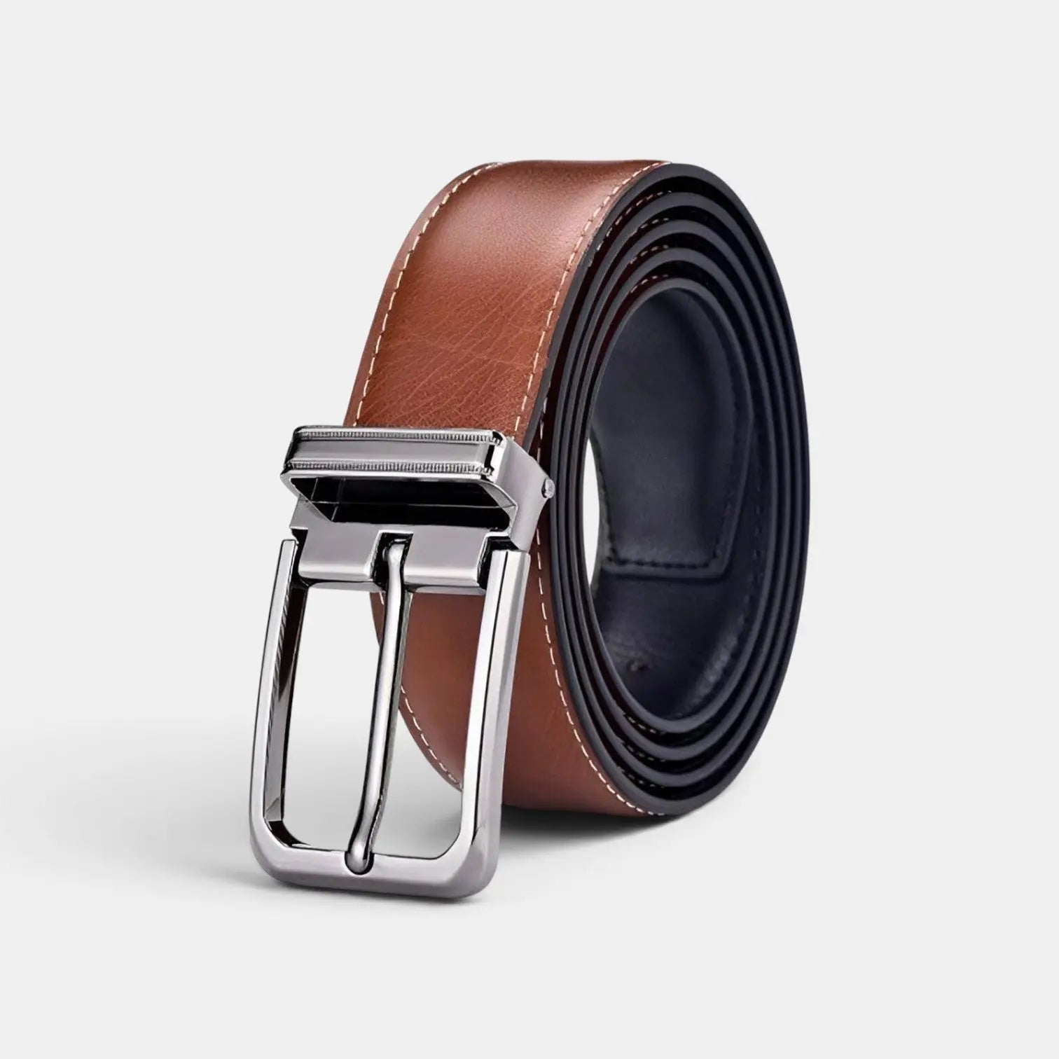 Men's Leather Belt Suit Silver Buckle Elegant | Elvox | Beltary
