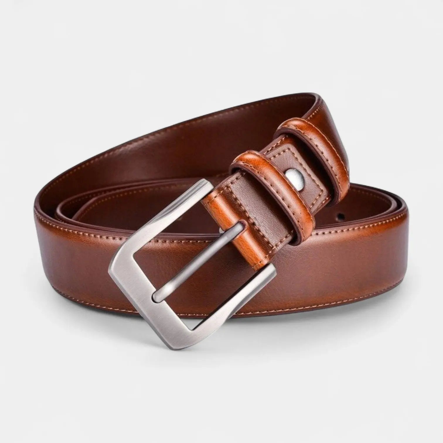 Men's Leather Belt Suit Silver Pin Buckle | Brevon | Beltary