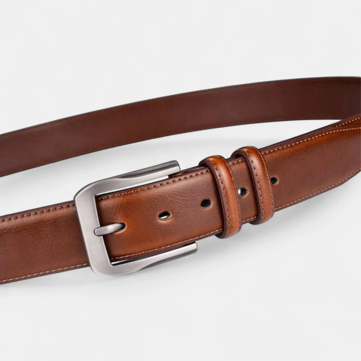 Men's Leather Belt Suit Silver Pin Buckle | Brevon | Beltary