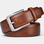 Men's Leather Belt Suit Silver Pin Buckle | Brevon | Beltary
