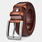 Men's Leather Belt Suit Silver Pin Buckle | Brevon | Beltary