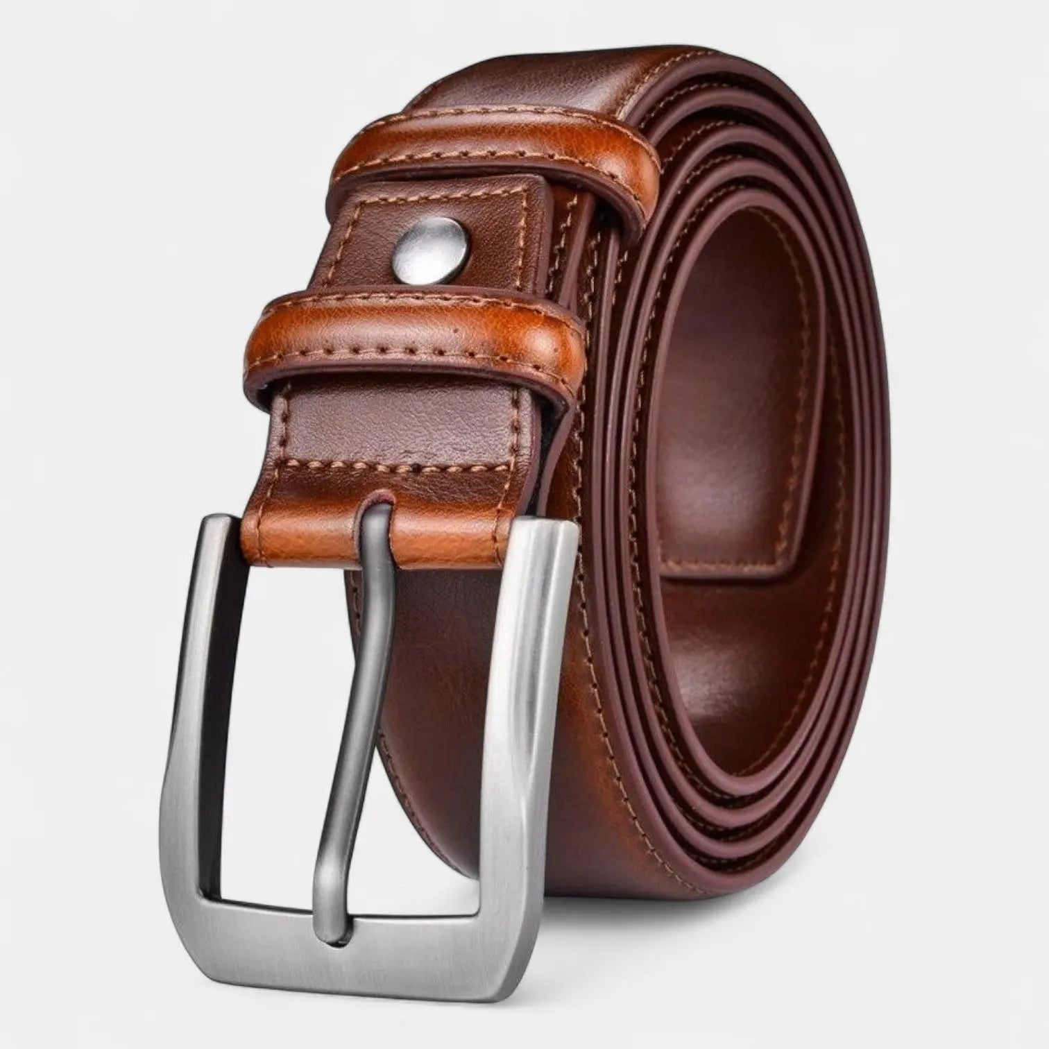 Men's Leather Belt Suit Silver Pin Buckle | Brevon | Beltary