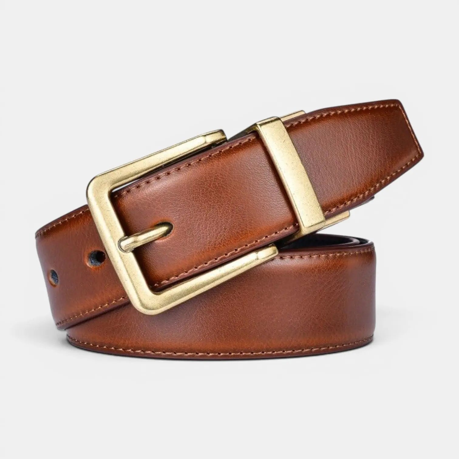 Men's Reversible 2-in-1 Smooth Leather Belt Gold Buckle | Bivorn | Beltary