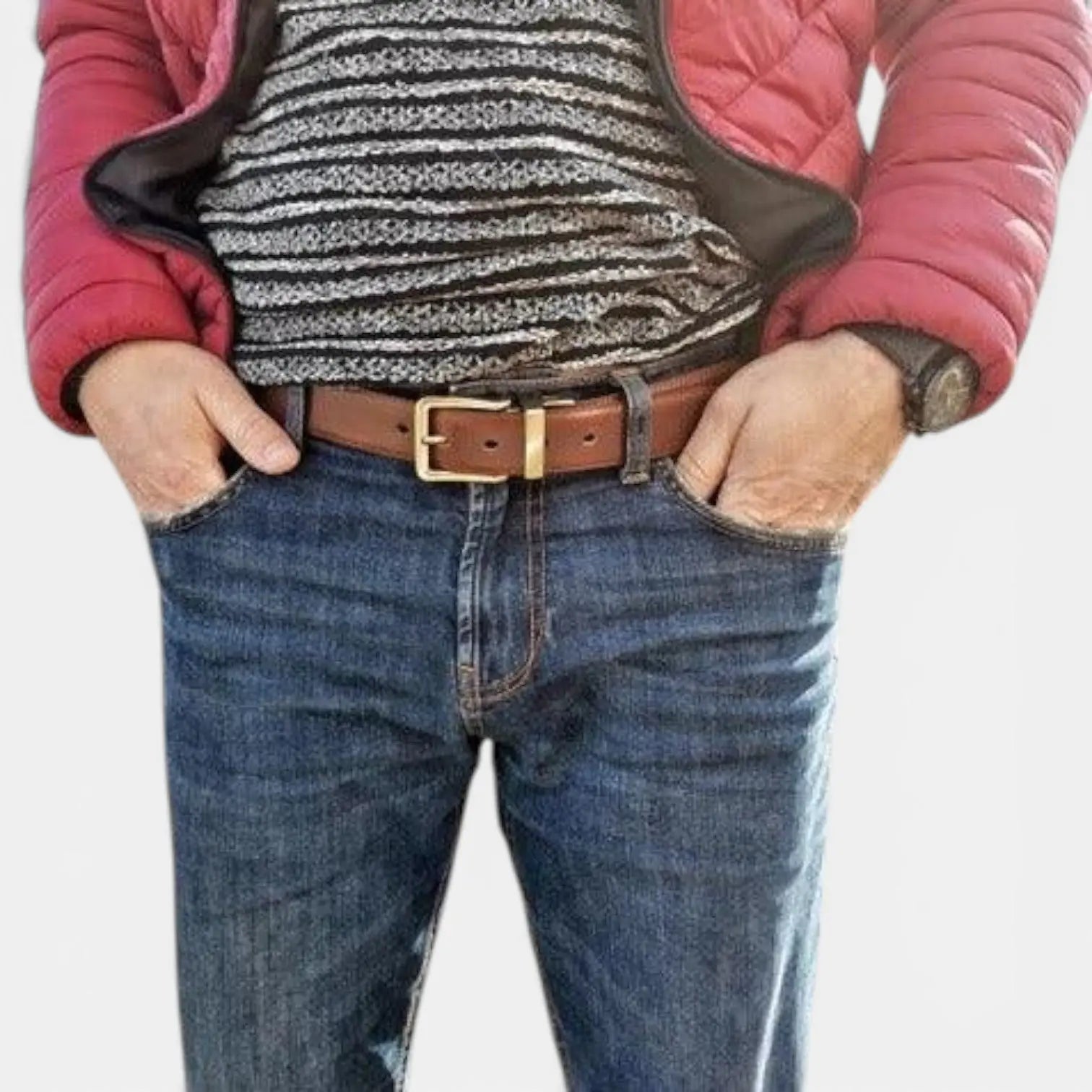 Men's Reversible 2-in-1 Smooth Leather Belt Gold Buckle | Bivorn | Beltary