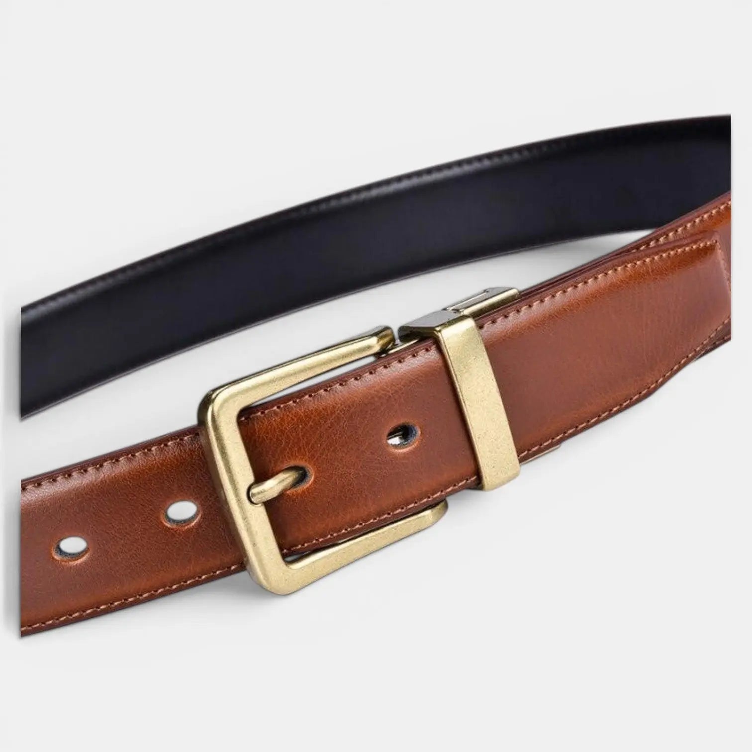Men's Reversible 2-in-1 Smooth Leather Belt Gold Buckle | Bivorn | Beltary