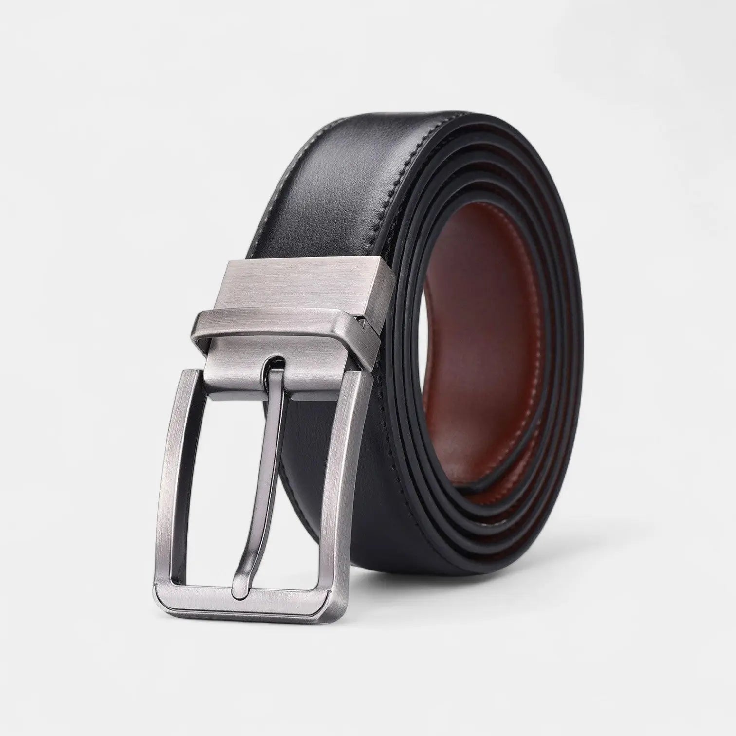 Men's Reversible Leather Belt 2 in 1 Black Brown | Delvox | Beltary