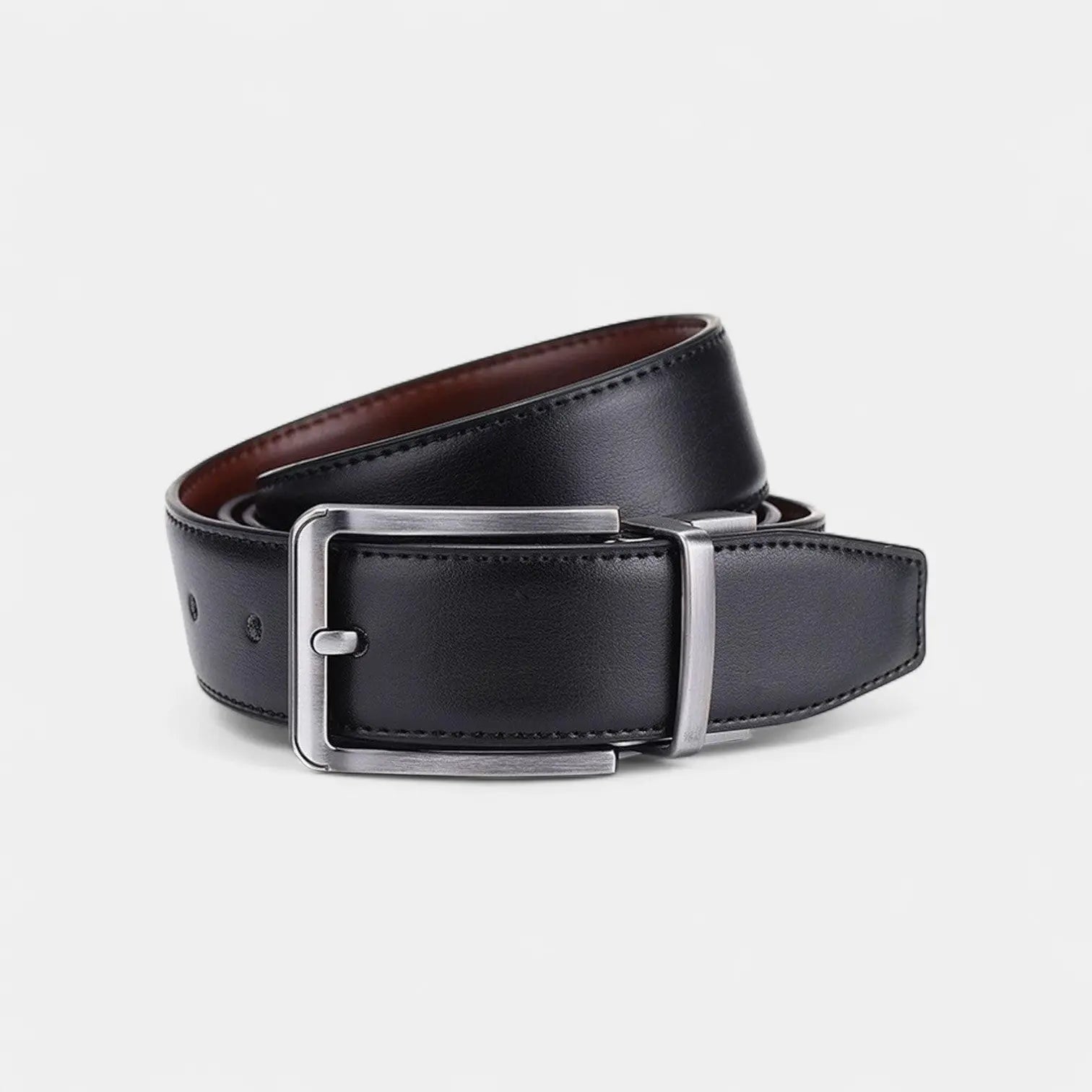 Men's Reversible Leather Belt 2 in 1 Black Brown | Delvox | Beltary
