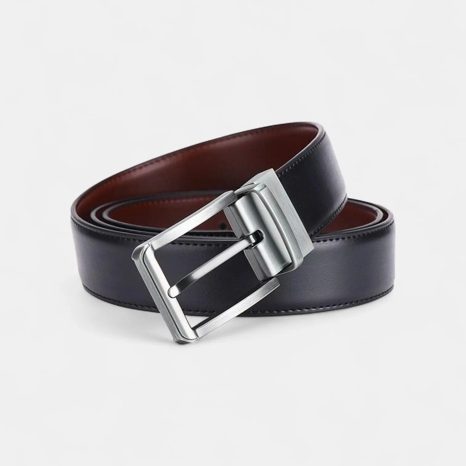 Men's Reversible Leather Belt 2 in 1 Black Brown | Delvox | Beltary
