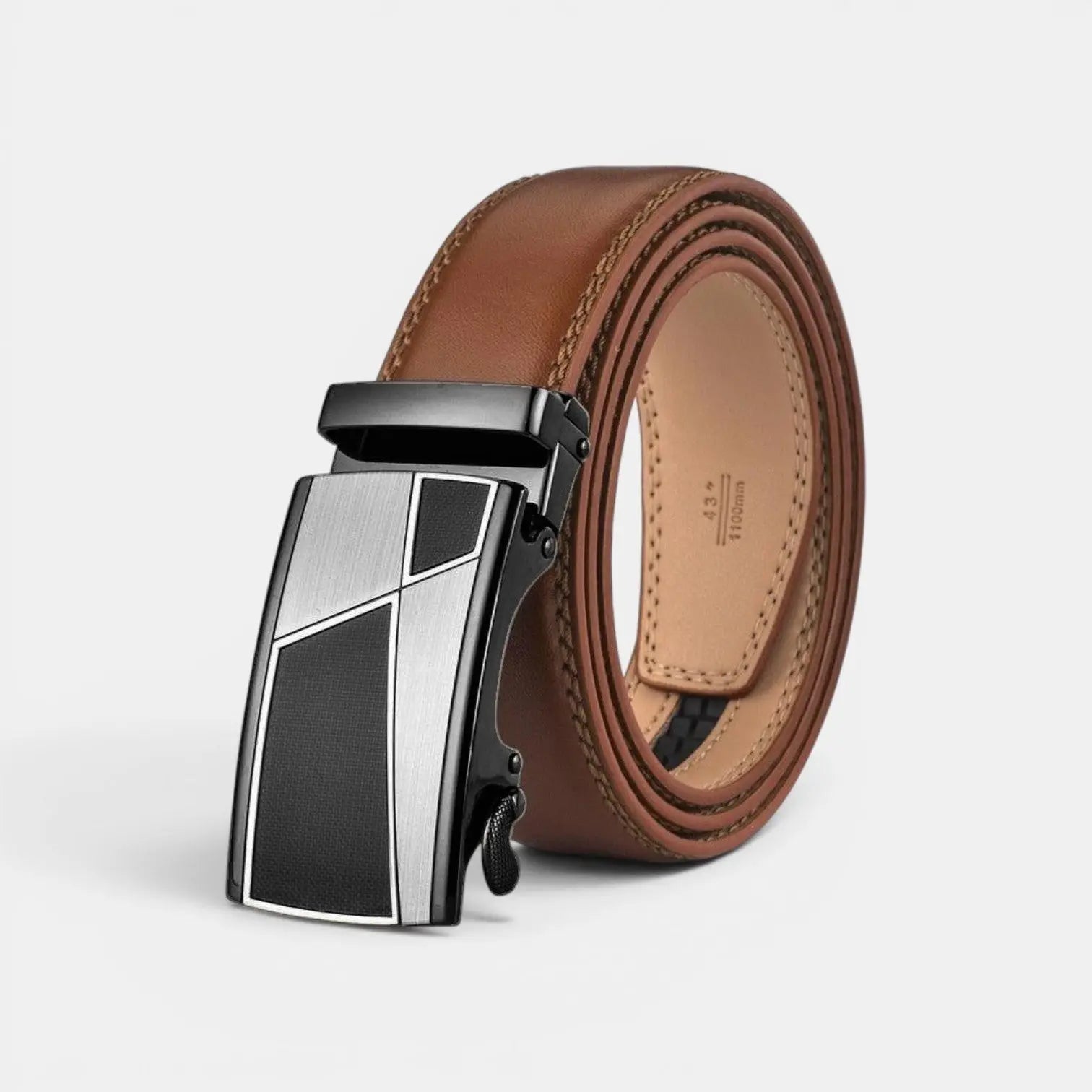 Men's Smooth Leather Automatic Suit Belt Brown | Corvax | Beltary