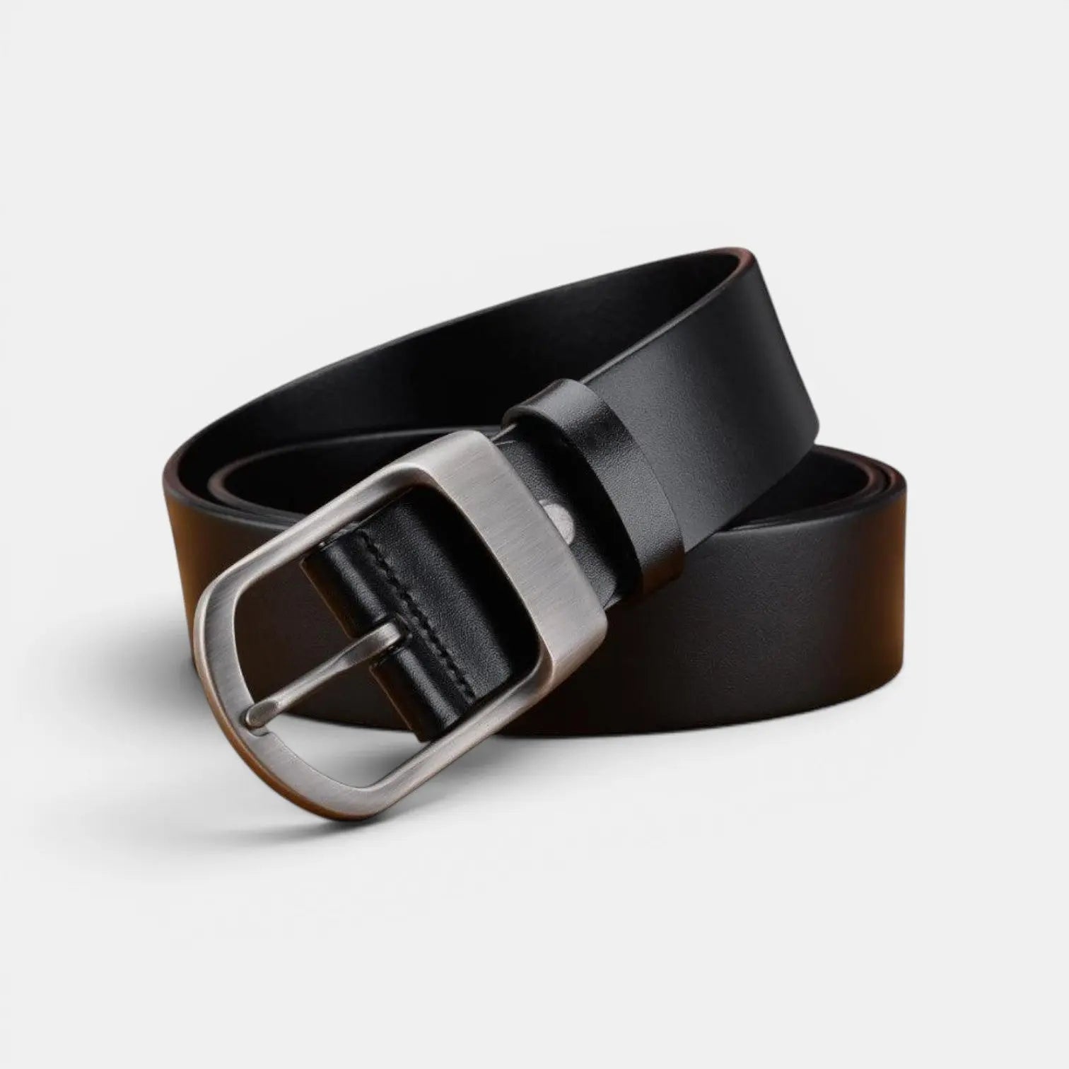 Men's Smooth Leather Belt Big Size Matte Round Buckle | Dorzex | Beltary
