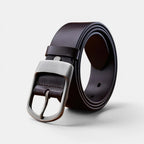 Men's Smooth Leather Belt Big Size Matte Round Buckle | Dorzex | Beltary