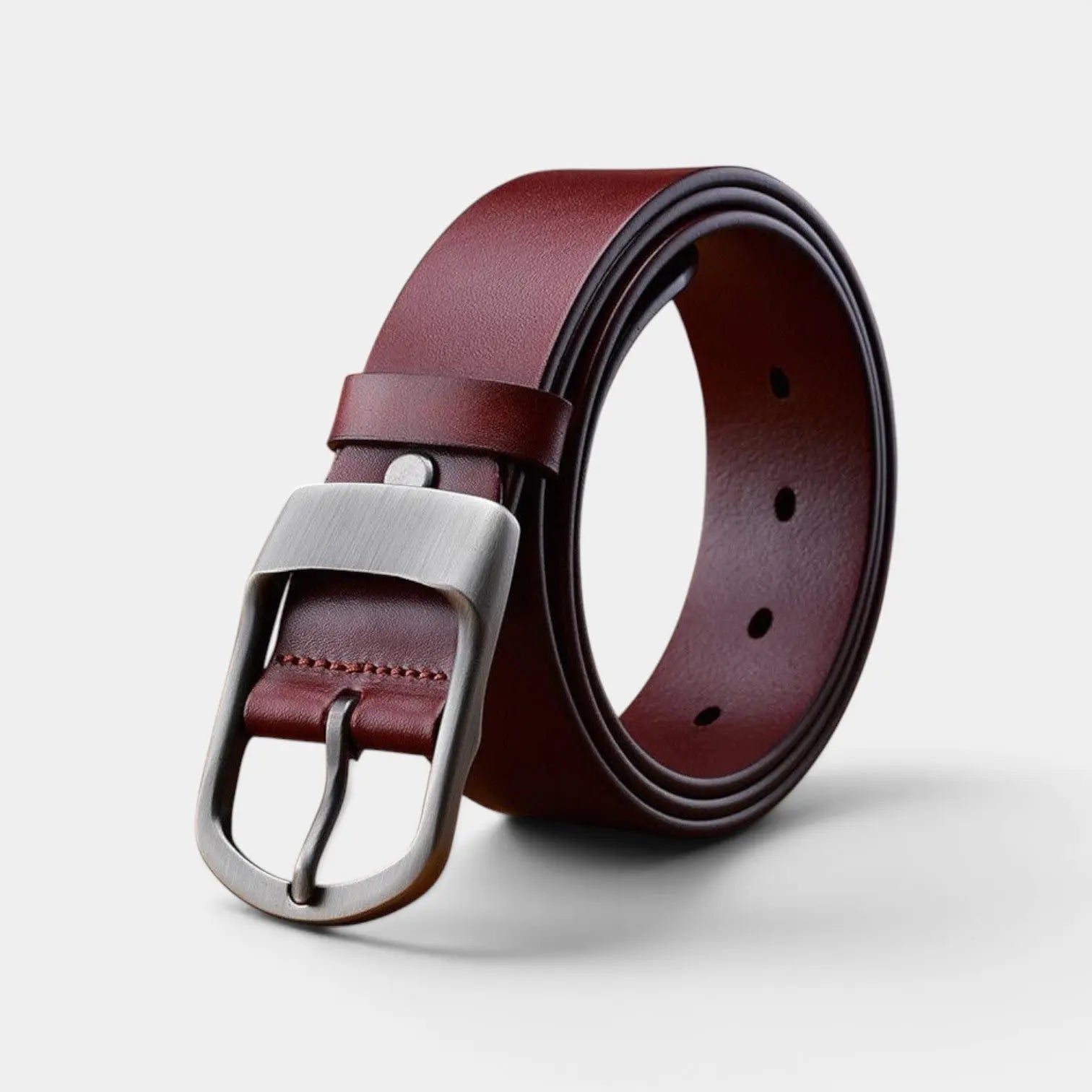 Men's Smooth Leather Belt Big Size Matte Round Buckle | Dorzex | Beltary