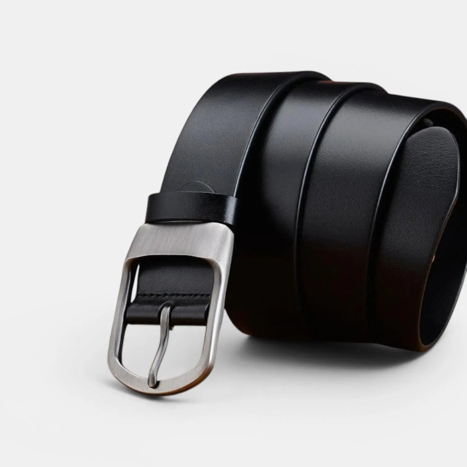 Men's Smooth Leather Belt Big Size Matte Round Buckle | Dorzex | Beltary