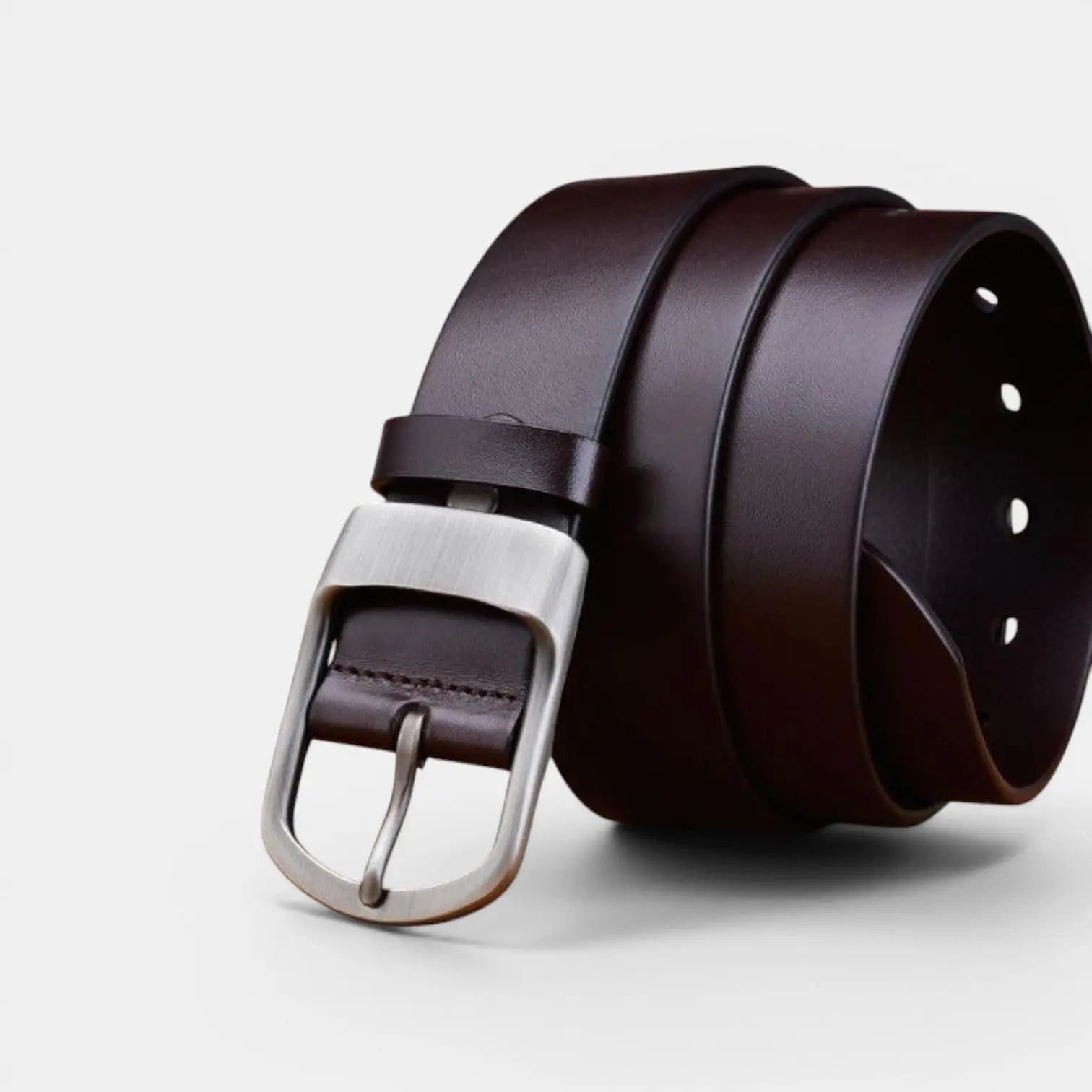 Men's Smooth Leather Belt Big Size Matte Round Buckle | Dorzex | Beltary