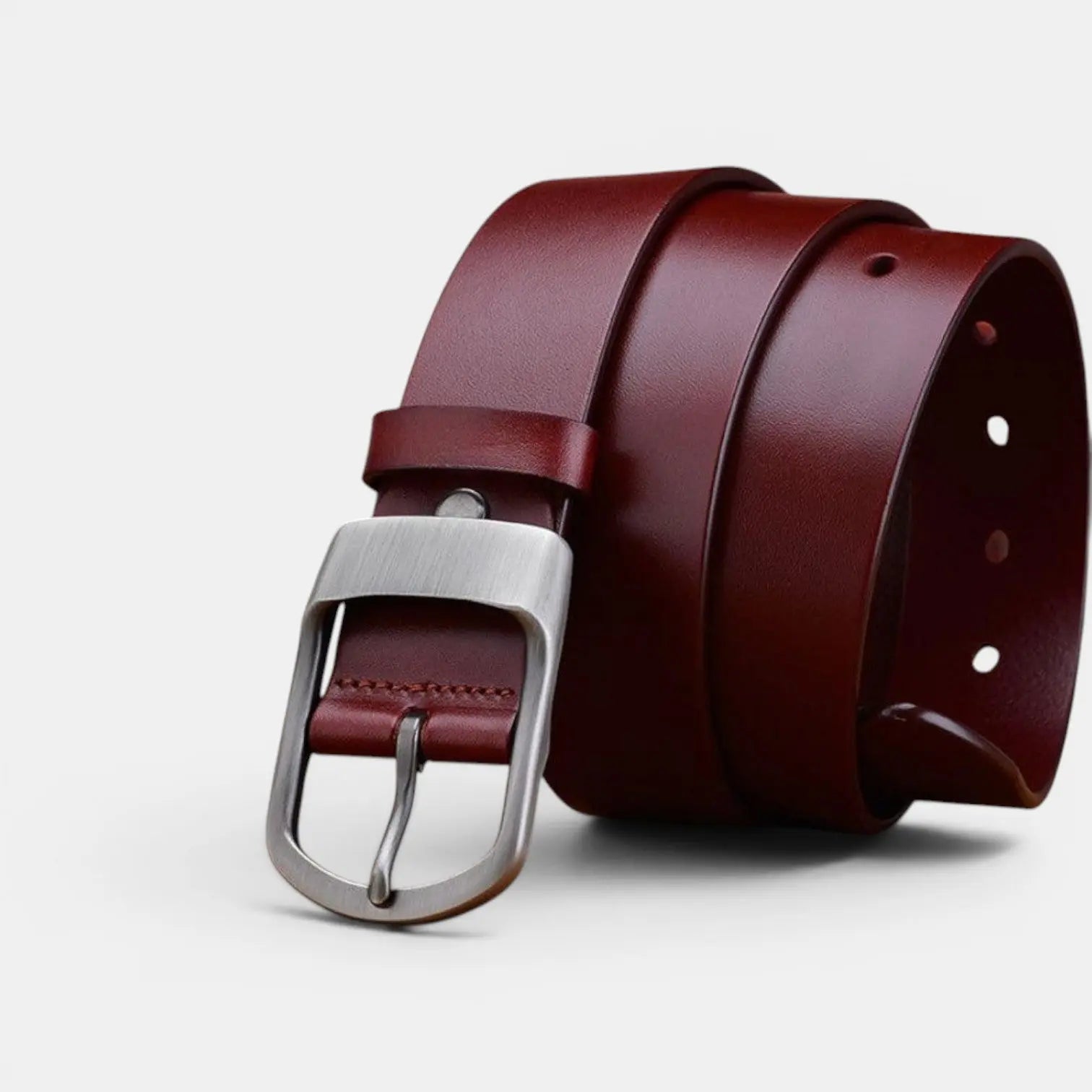 Men's Smooth Leather Belt Big Size Matte Round Buckle | Dorzex | Beltary