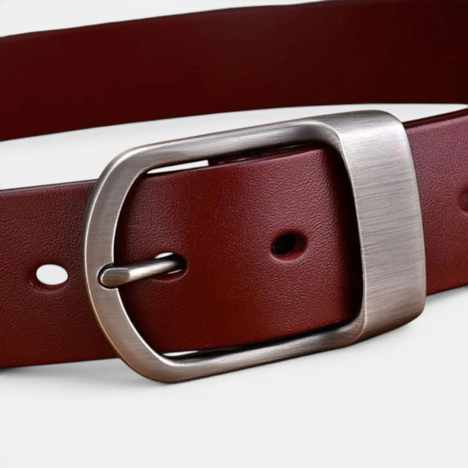 Men's Smooth Leather Belt Big Size Matte Round Buckle | Dorzex | Beltary