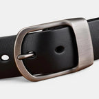 Men's Smooth Leather Belt Big Size Matte Round Buckle | Dorzex | Beltary
