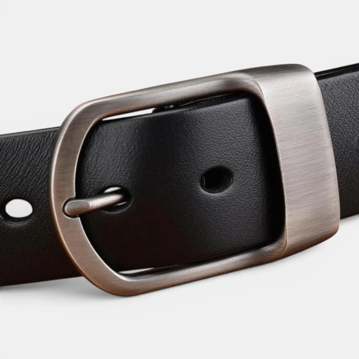 Men's Smooth Leather Belt Big Size Matte Round Buckle | Dorzex | Beltary