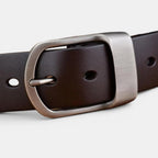 Men's Smooth Leather Belt Big Size Matte Round Buckle | Dorzex | Beltary