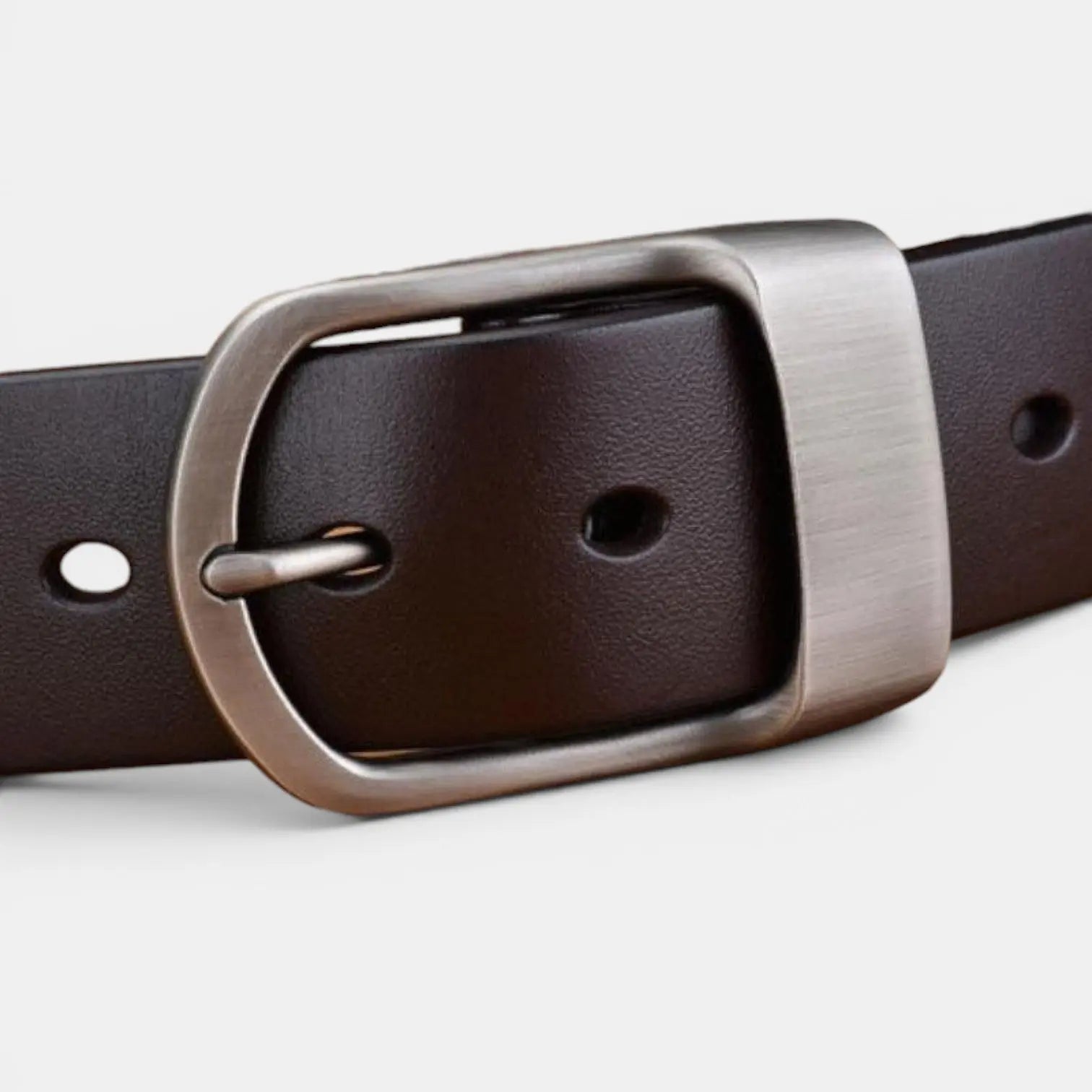 Men's Smooth Leather Belt Big Size Matte Round Buckle | Dorzex | Beltary